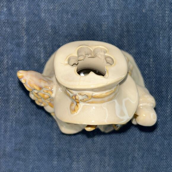 Christmas Snowman Tee Light Collectible Glazed Pottery Votive Holder Holiday Box - Picture 8 of 11